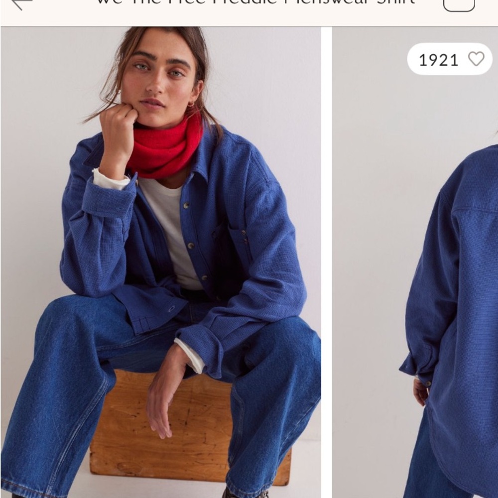 We The Free Blue Button Down Shirt